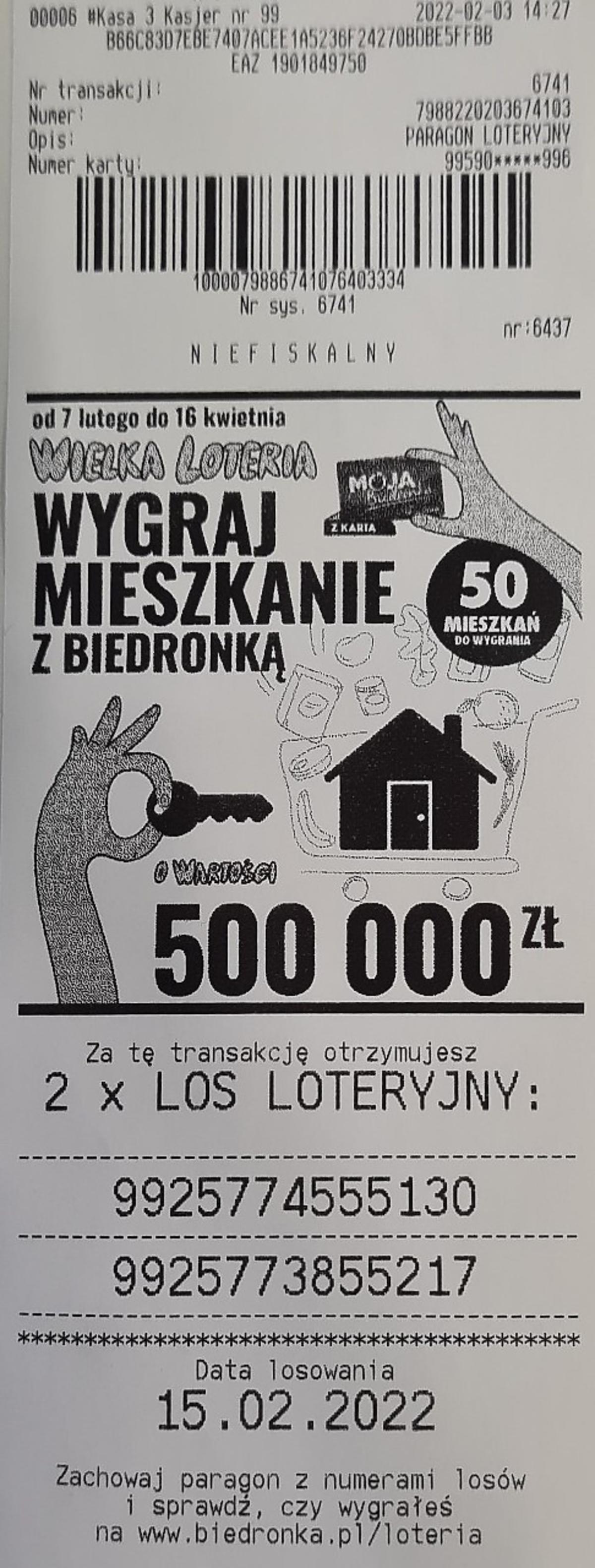 Niezwykła loteria w Biedronce. 50 klientów wygra 500 tys. zł na mieszkanie